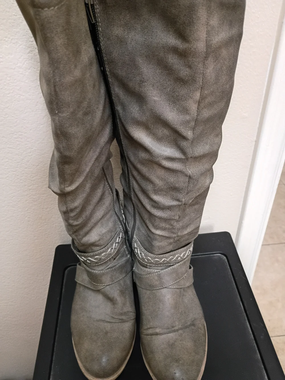 Women's Taupe Knee-High Riding Boots